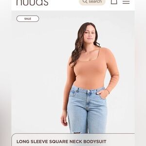 MOVING SALE everything 5$ Nuuds Small Tan Long Sleeve Square Neck Bodysuit